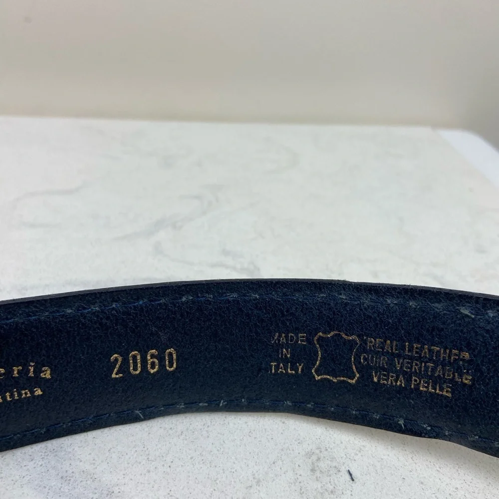 Cuoieria Fiorentina Italian Leather Belt Navy Blue Real Leather Made in Italy